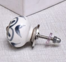Grey Flower Ceramic Knob