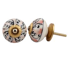 Pink Floral Ceramic Knob