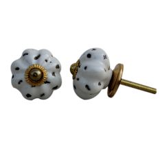 Cream Etched Medium Knob