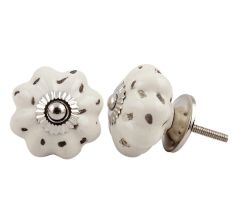 Cream Etched Melon Knob