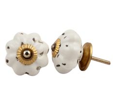 Cream Etched Melon Knob