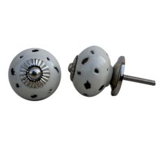 Cream Etched Round Knob