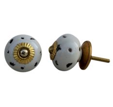 Cream Etched Round Knob