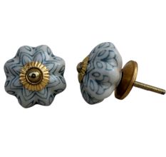 Grey Flower Melon Ceramic Knob