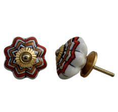 Mixed Floral Melon Ceramic Knob
