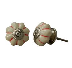Cream Red Ceramic Knob