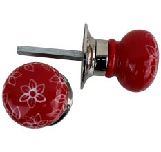 Daffodil Red Mortice Door Handles 2.25