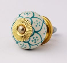 Sea Green Poinsettia Flower Ceramic Knob