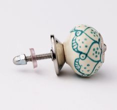 Sea Green Poinsettia Flower Ceramic Knob