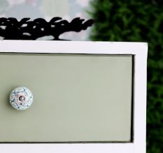 Sea Green Poinsettia Flower Ceramic Knob