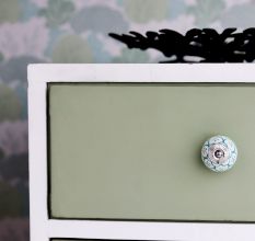 Sea Green Poinsettia Flower Ceramic Knob