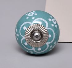Sea Green Floral Ceramic Knob