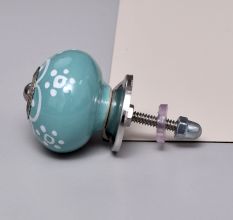 Sea Green Floral Ceramic Knob