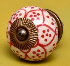 Red Poinsettia Flower Ceramic Knob
