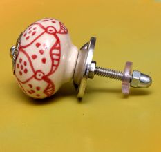 Red Poinsettia Flower Ceramic Knob