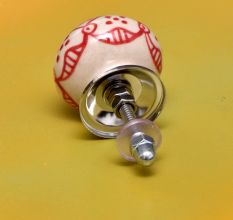 Red Poinsettia Flower Ceramic Knob