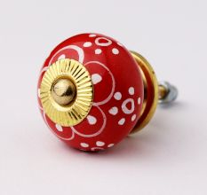 Red Floral Ceramic Knob