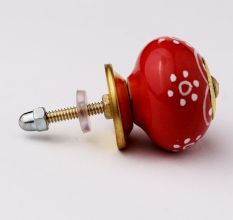 Red Floral Ceramic Knob