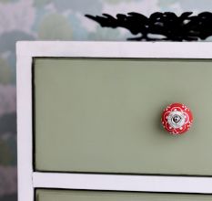 Red Floral Ceramic Knob