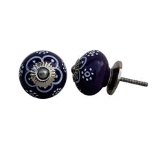 Purple Floral Ceramic Knob