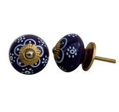 Purple Floral Ceramic Knob