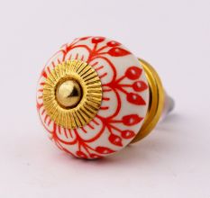 Orange Zinnia Flower Ceramic Knob