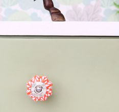 Orange Leaf Medium Ceramic Knob