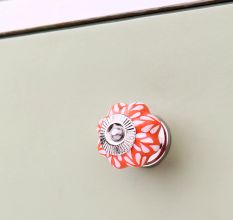 Orange Leaf Medium Ceramic Knob