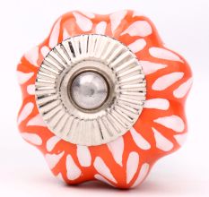 Orange Leaf Medium Ceramic Knob