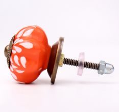 Orange Leaf Medium Ceramic Knob