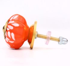 Orange Leaf Medium Ceramic Knob