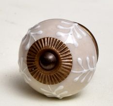 Cream Leaf Ceramic Knob