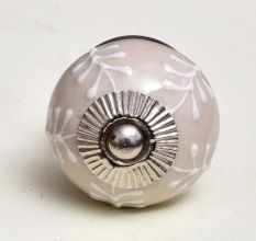 Cream Leaf Ceramic Knob