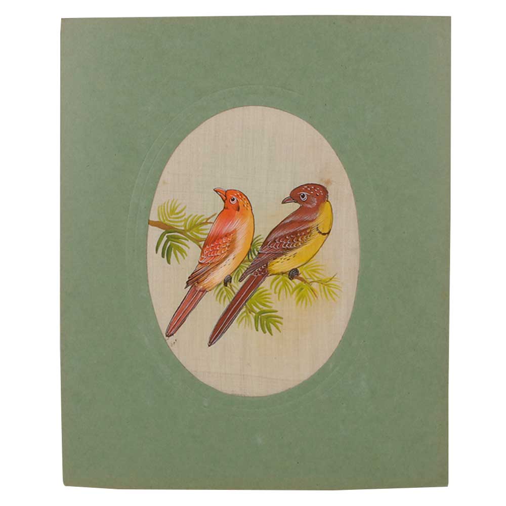 Birds Couple Vintage Fabric Painting