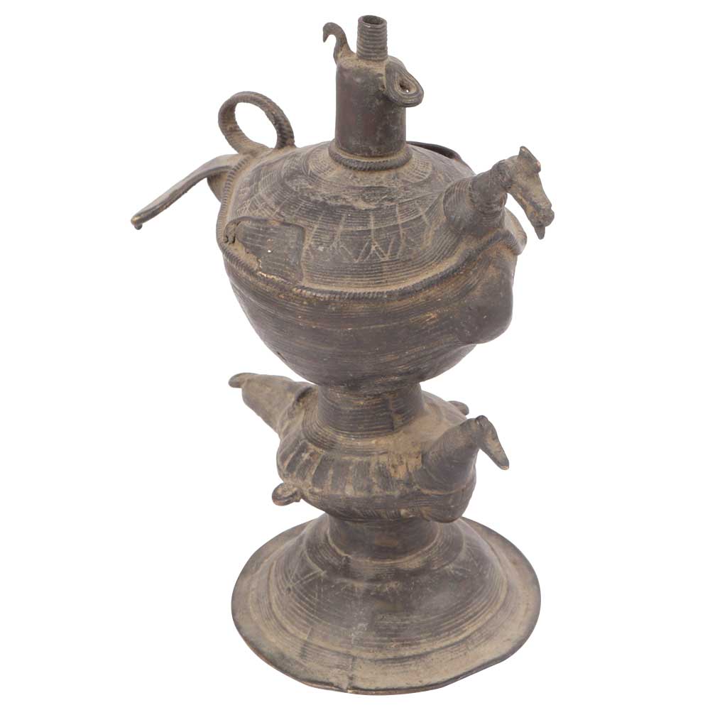 Traditional Brass Peacock Oil Lamp