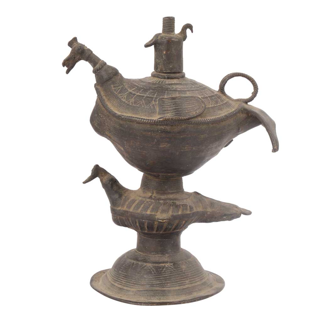 Traditional Brass Peacock Oil Lamp