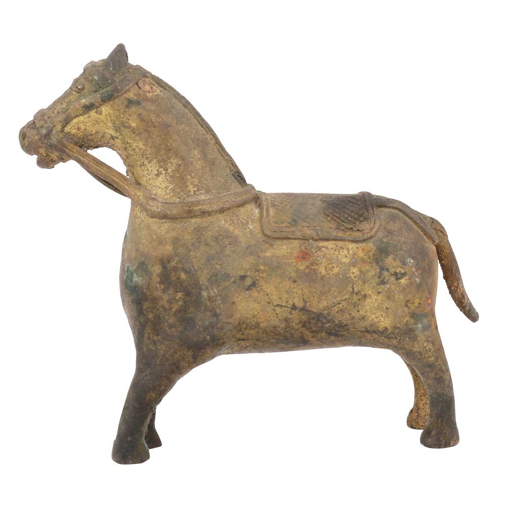 Brass Hand Carved Standing Horse Statue