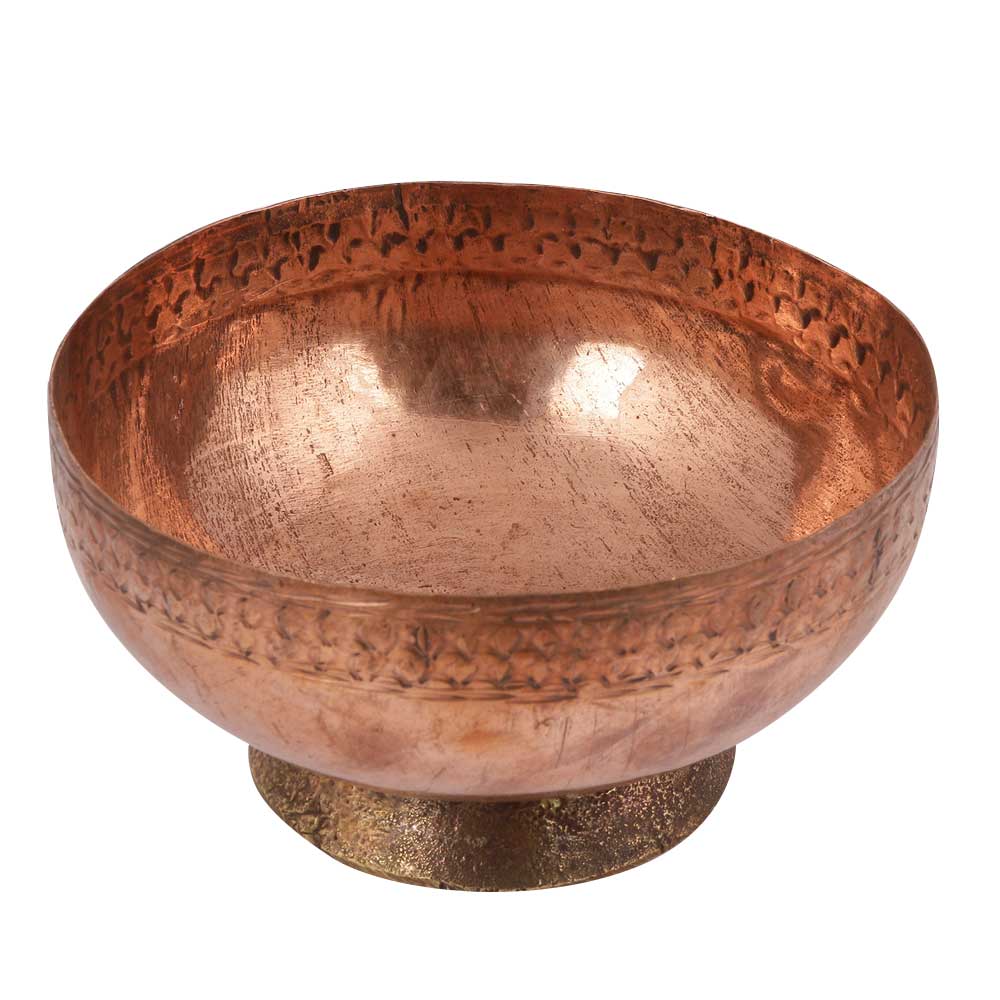 Engraved Old Copper Bowl
