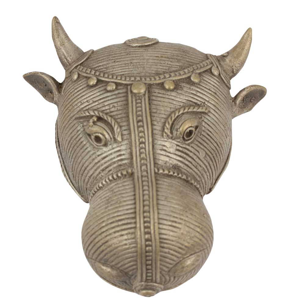 Brass Ox Head Bull Statue