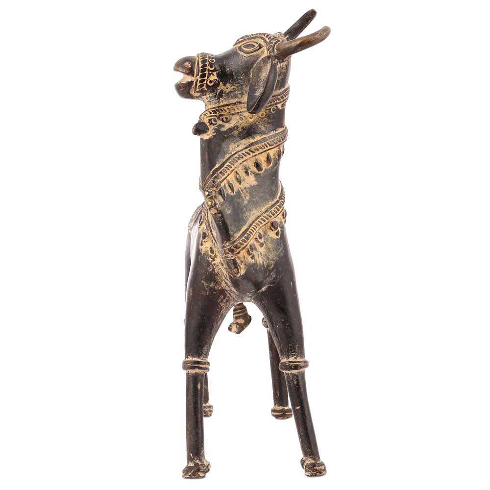 Brass Tribal Bull Standing Statue
