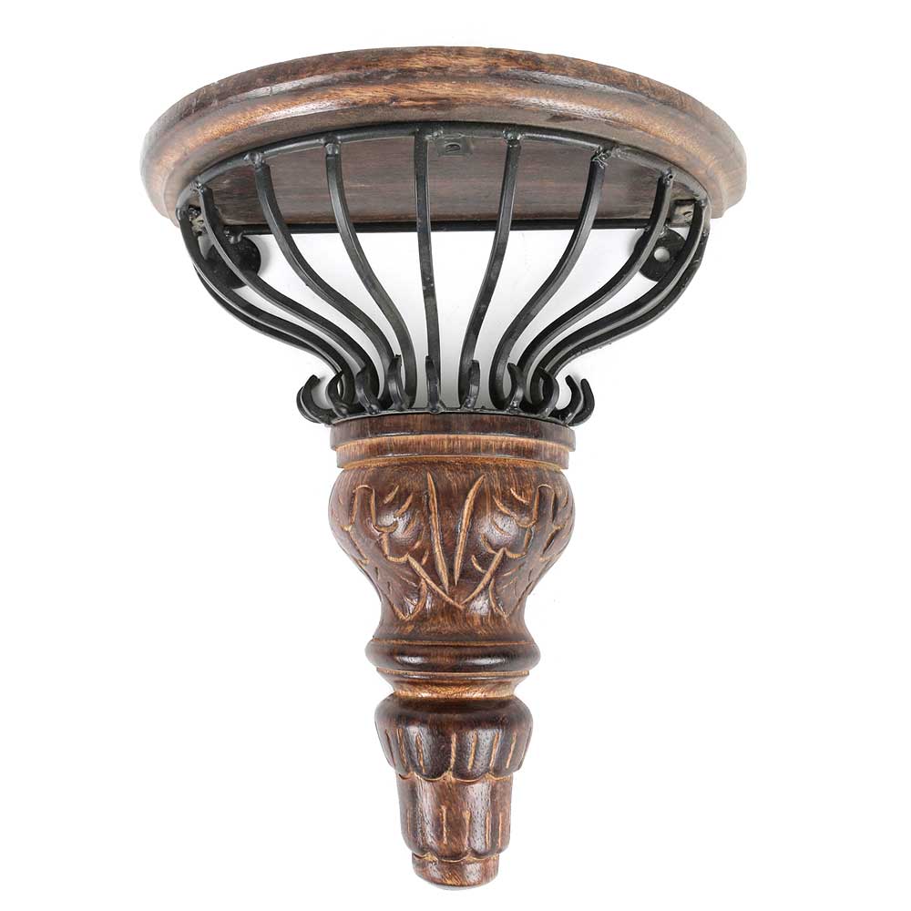 D Shape Wooden & Wrought Iron Wall Bracket
