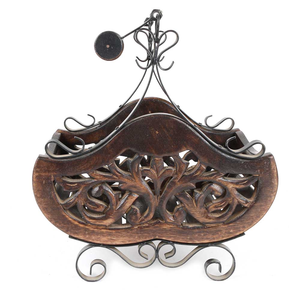 Wooden Wrought Iron Magazine Rack