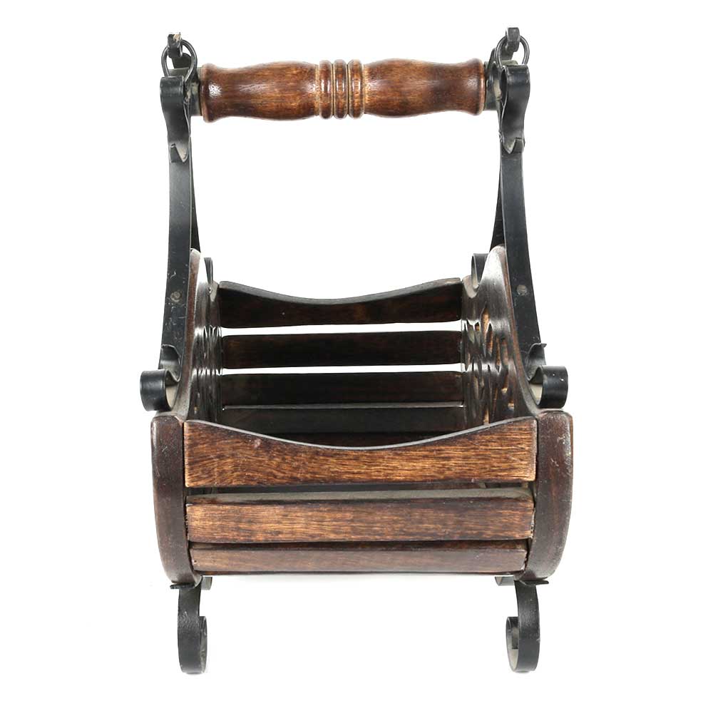 Wooden Wrought Iron Magazine Rack