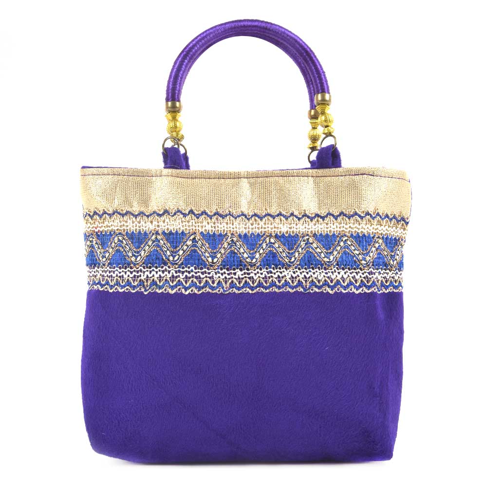 Purple Gold Velvet Hand Bag