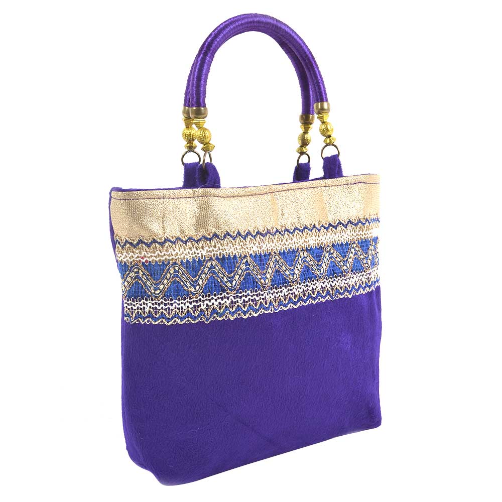 Purple Gold Velvet Hand Bag