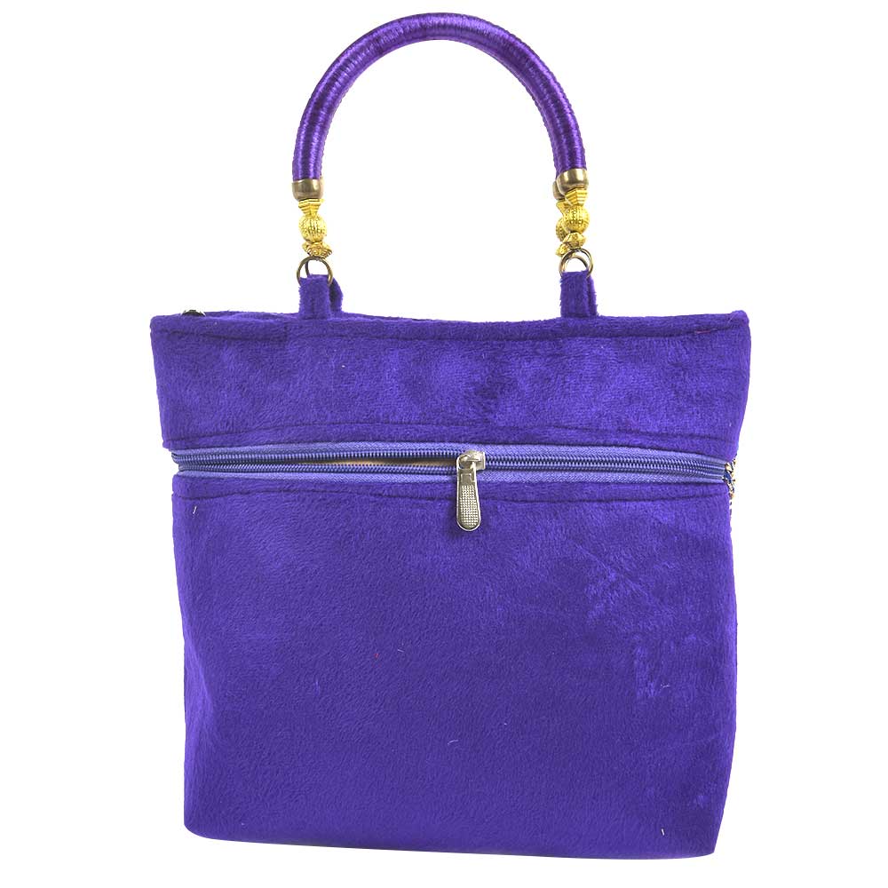 Purple Gold Velvet Hand Bag