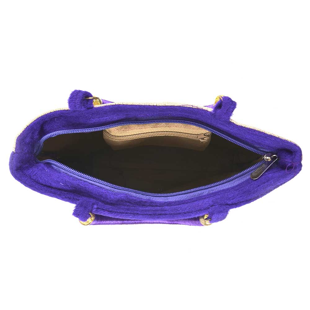 Purple Gold Velvet Hand Bag
