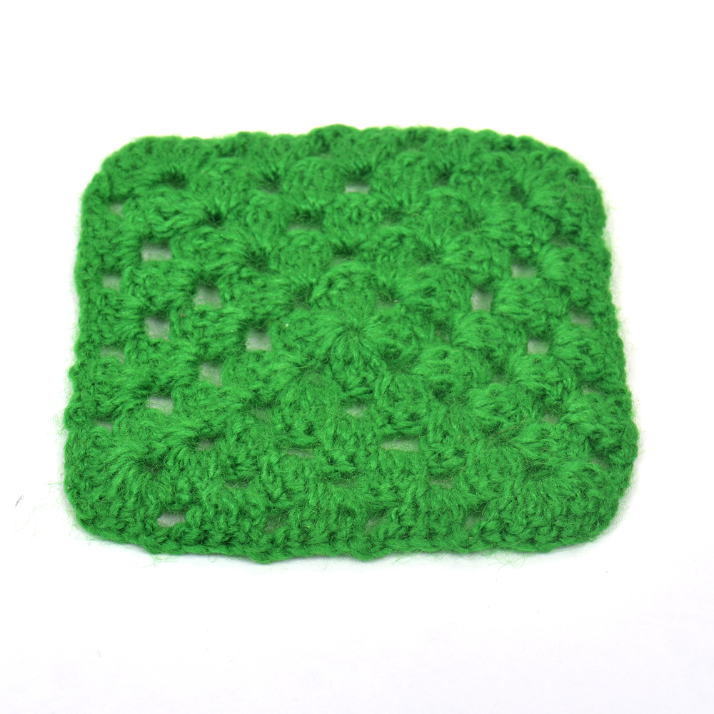 Green Square Handmade Woolen Coasters Pack Of 6