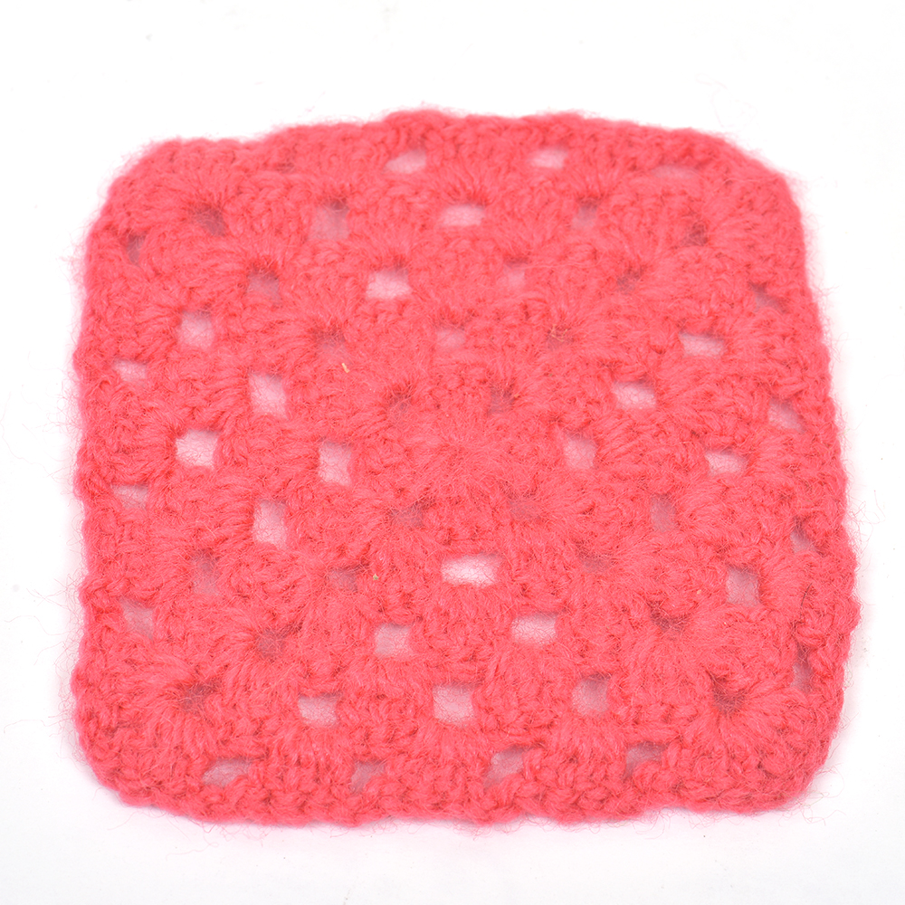 Dark Pink Square Handmade Woolen Coasters Pack Of 6
