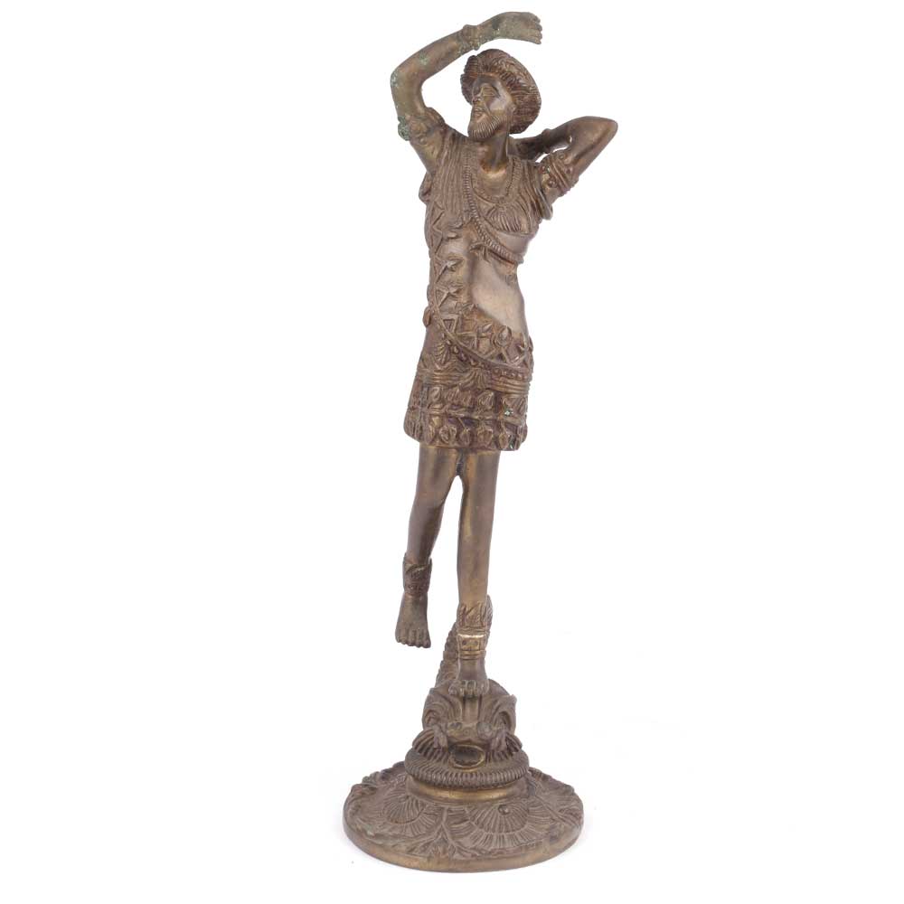Bronze Fisherman Standing with One Leg on the Fish